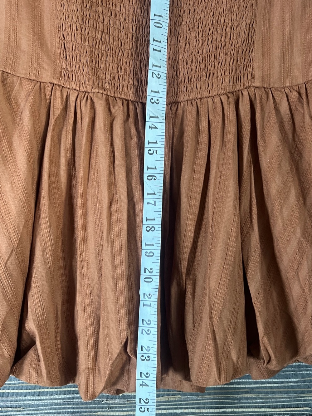 American Eagle Strapless Drop Waist Mini Bubble Dress Brown XS open back - Picture 13 of 17